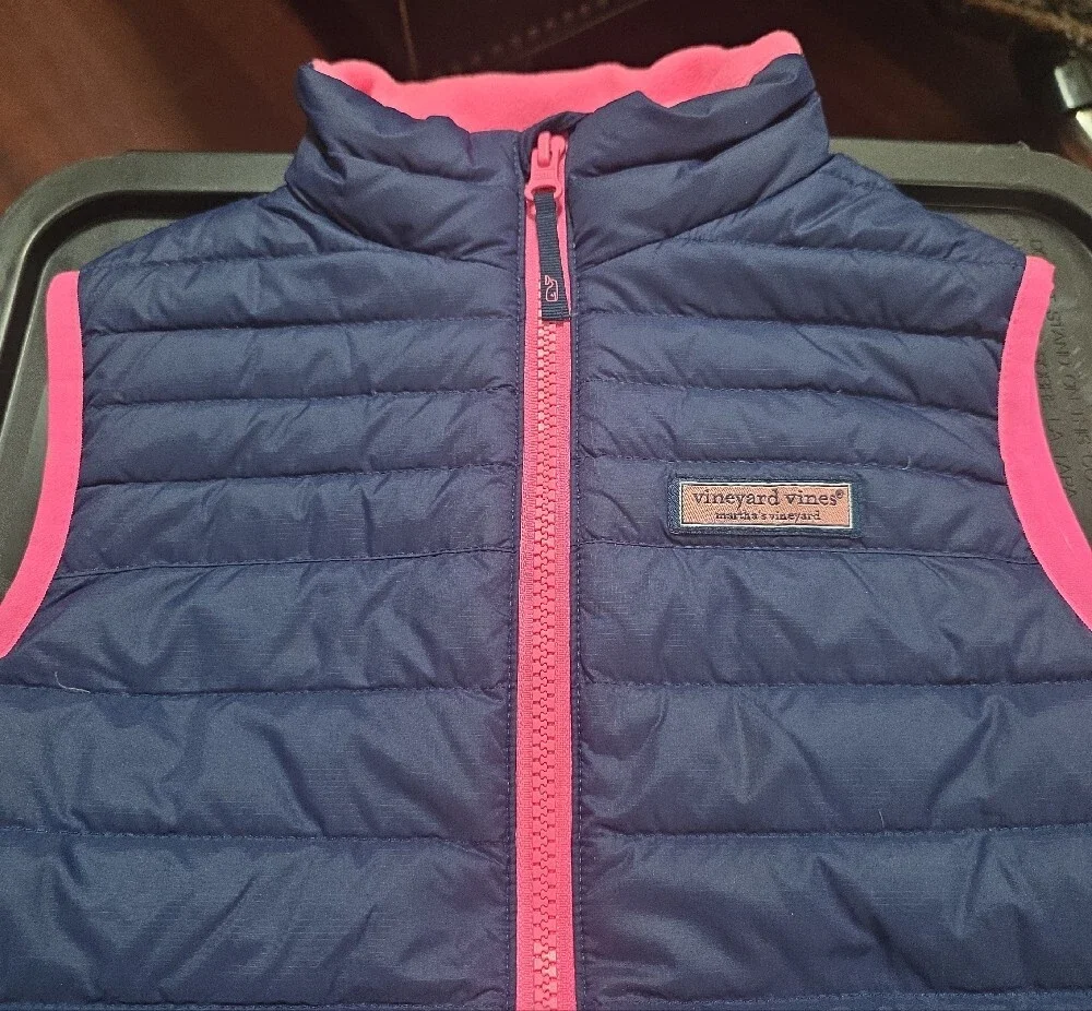 Vineyard Vines Navy Vest with Pink Trim